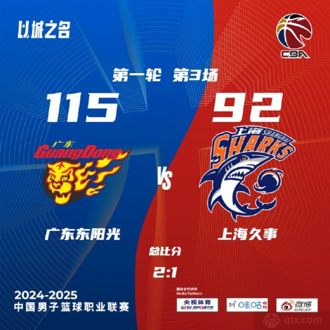 广东男篮115-92大胜上海男篮